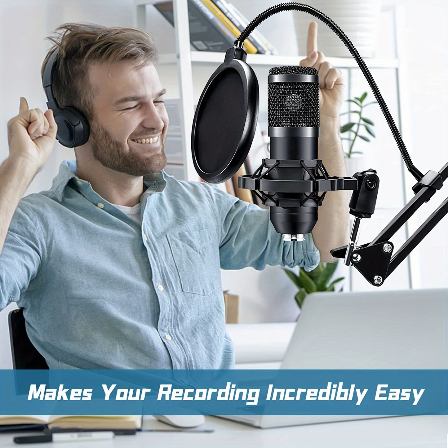 192kHz/24Bit Professional USB Microphone, Plug & Play PC Computer Condenser Cardioid Mic Kit with Sound Advanced Chipset for Streaming, Podcast, Studio Recording and Games