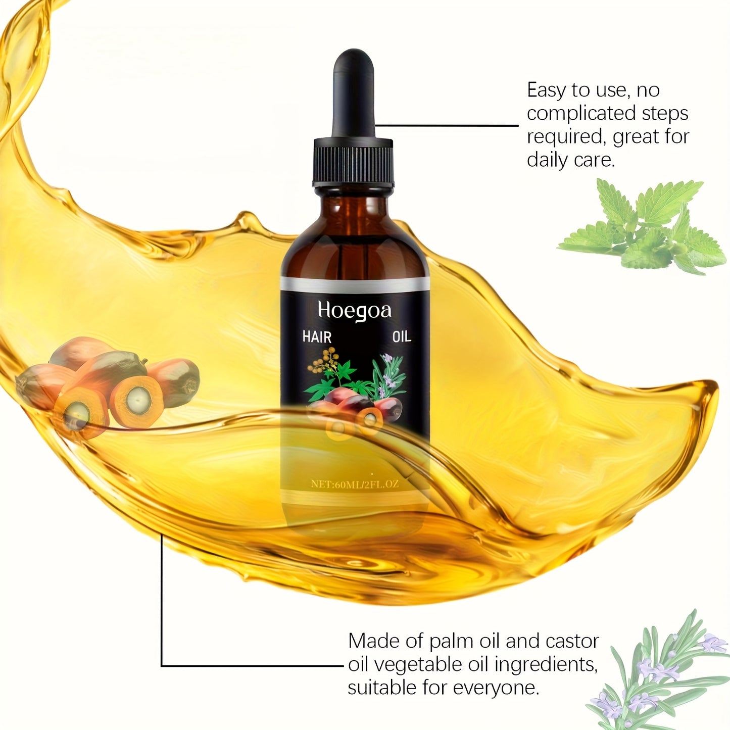 2pcs Batana Hair Care Essential Oil, Batana Oil, Suitable for All Hair Types, Gently Moisturizes, Makes Hair Look Shiny, 2.03oz