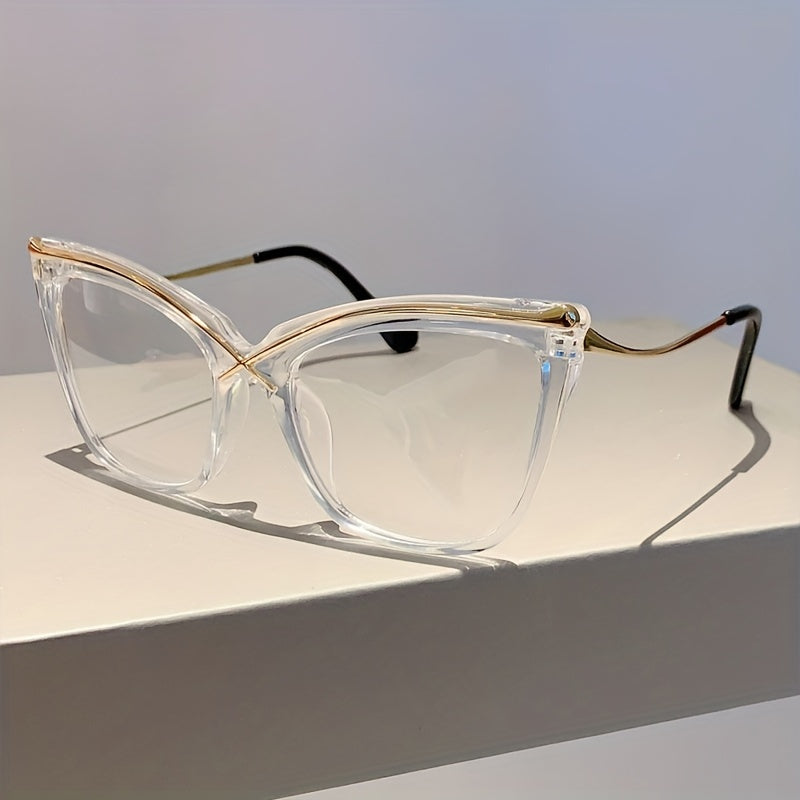 Fashionable Large Cat Eye Clear Lens Glasses for Women - Perfect for Computer Use and Decorative Purposes