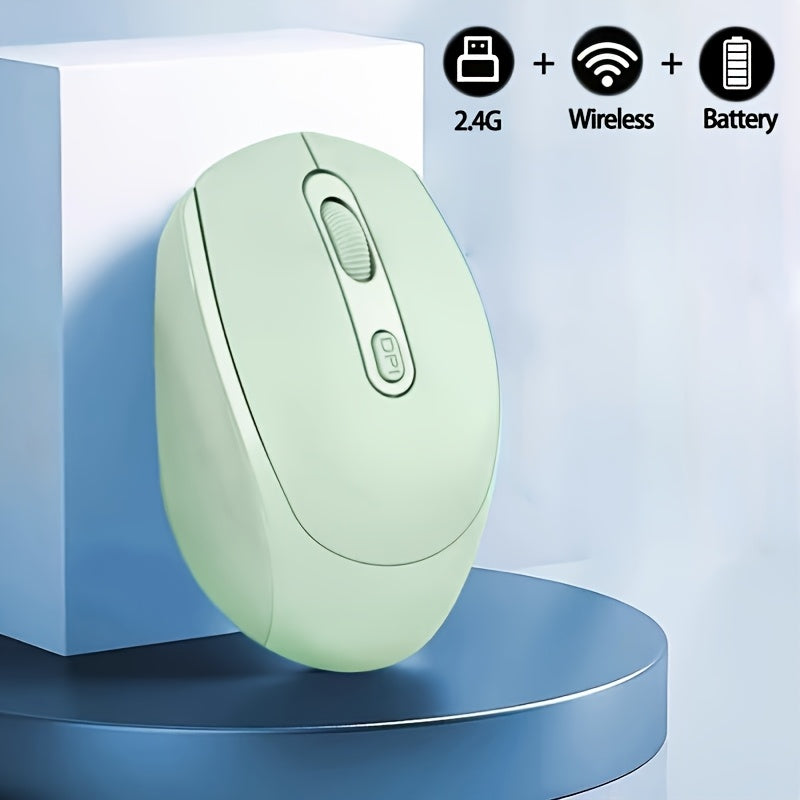 Congdi 2.4G Wireless Mouse - Ergonomic, Silent, Plug & Play for Laptops, PCs, Macs - Optical, Battery-Powered in Light Blue, Pink, Black