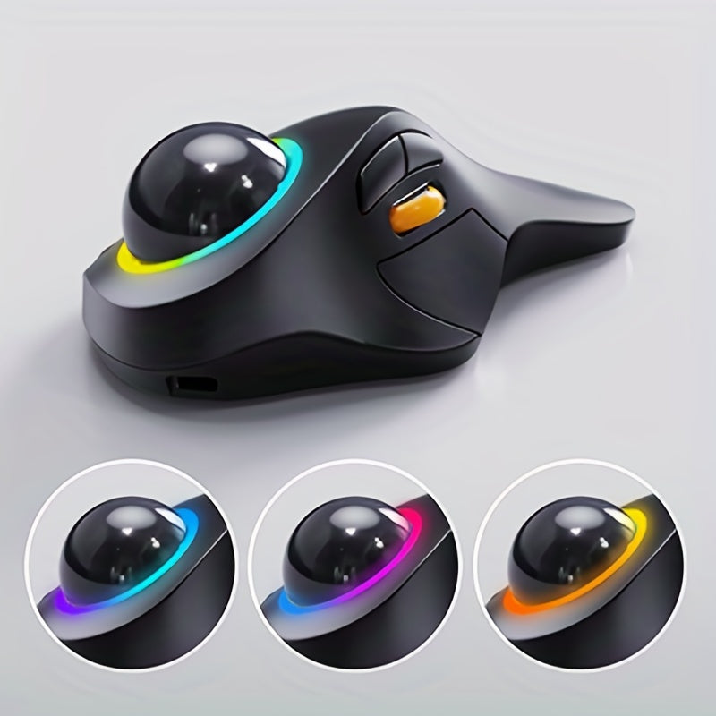JOMAA EliteTrack - Ergonomic Wireless Rechargeable Trackball Mouse with RGB Lighting, 3-Device Connection, Index Control, and Long-Lasting Battery Life for Comfortable Computer and Laptop Navigation