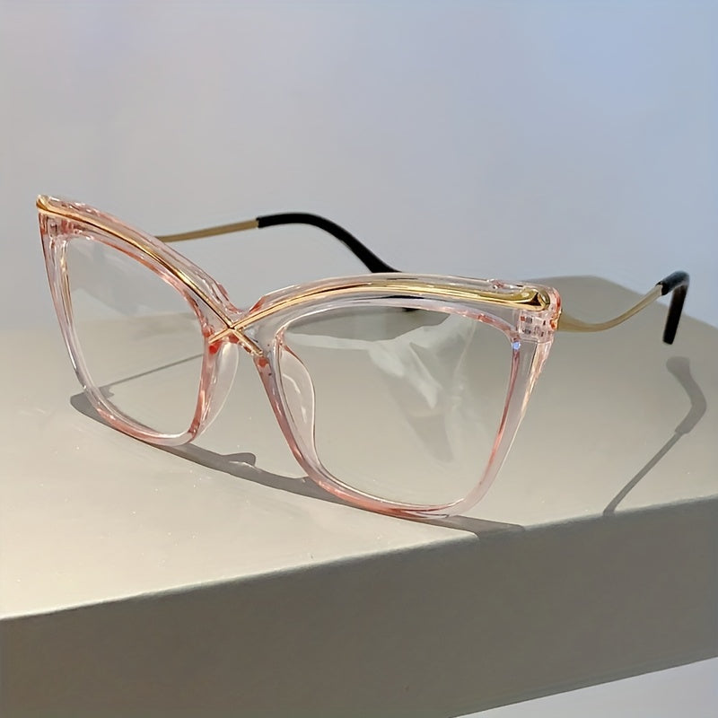 Fashionable Large Cat Eye Clear Lens Glasses for Women - Perfect for Computer Use and Decorative Purposes