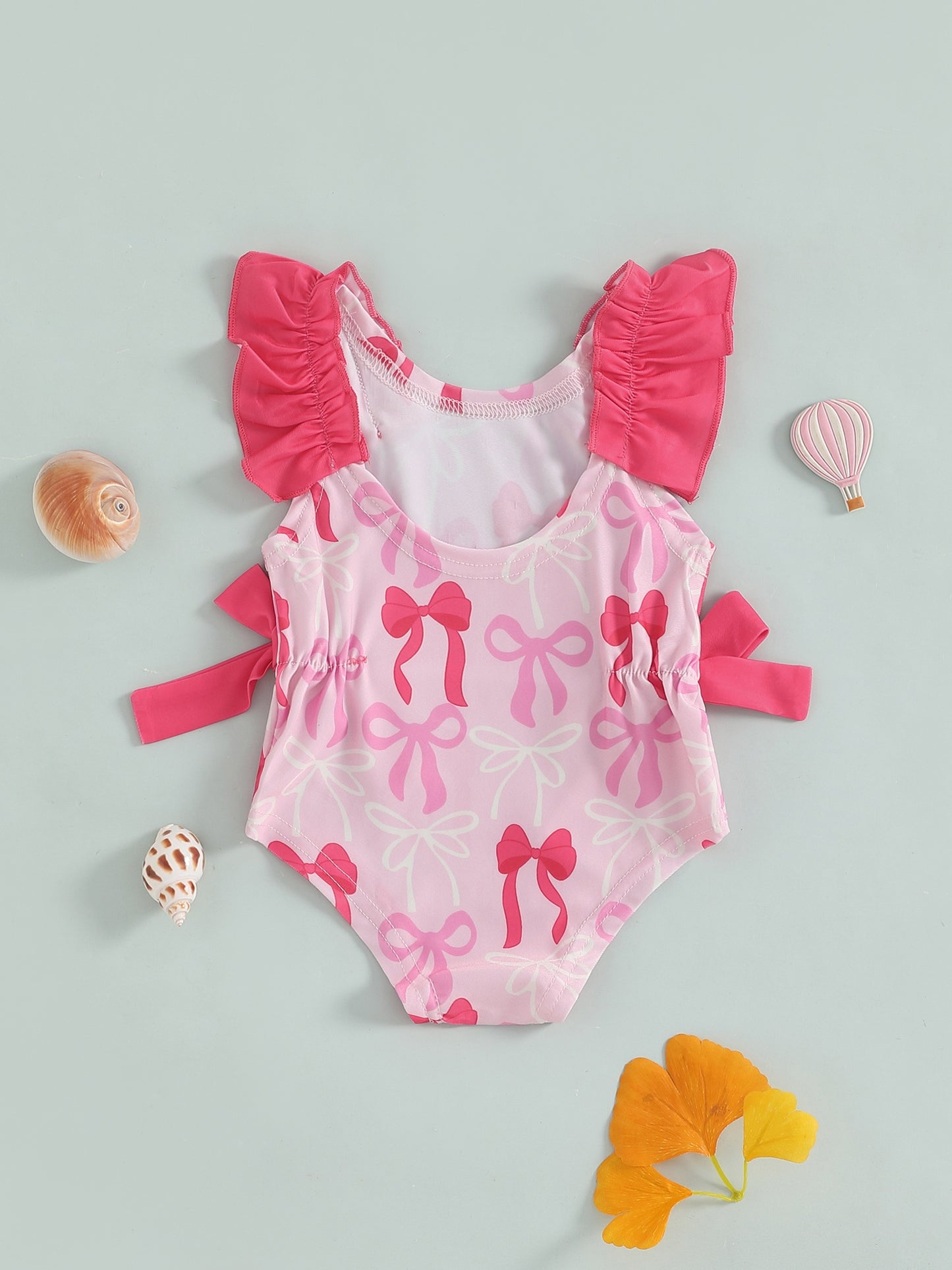 Toddler Girl Summer Tank Swimsuit Shell Print Romper Sleeveless U-Neck Bathing Suit Ruffled Beachwear