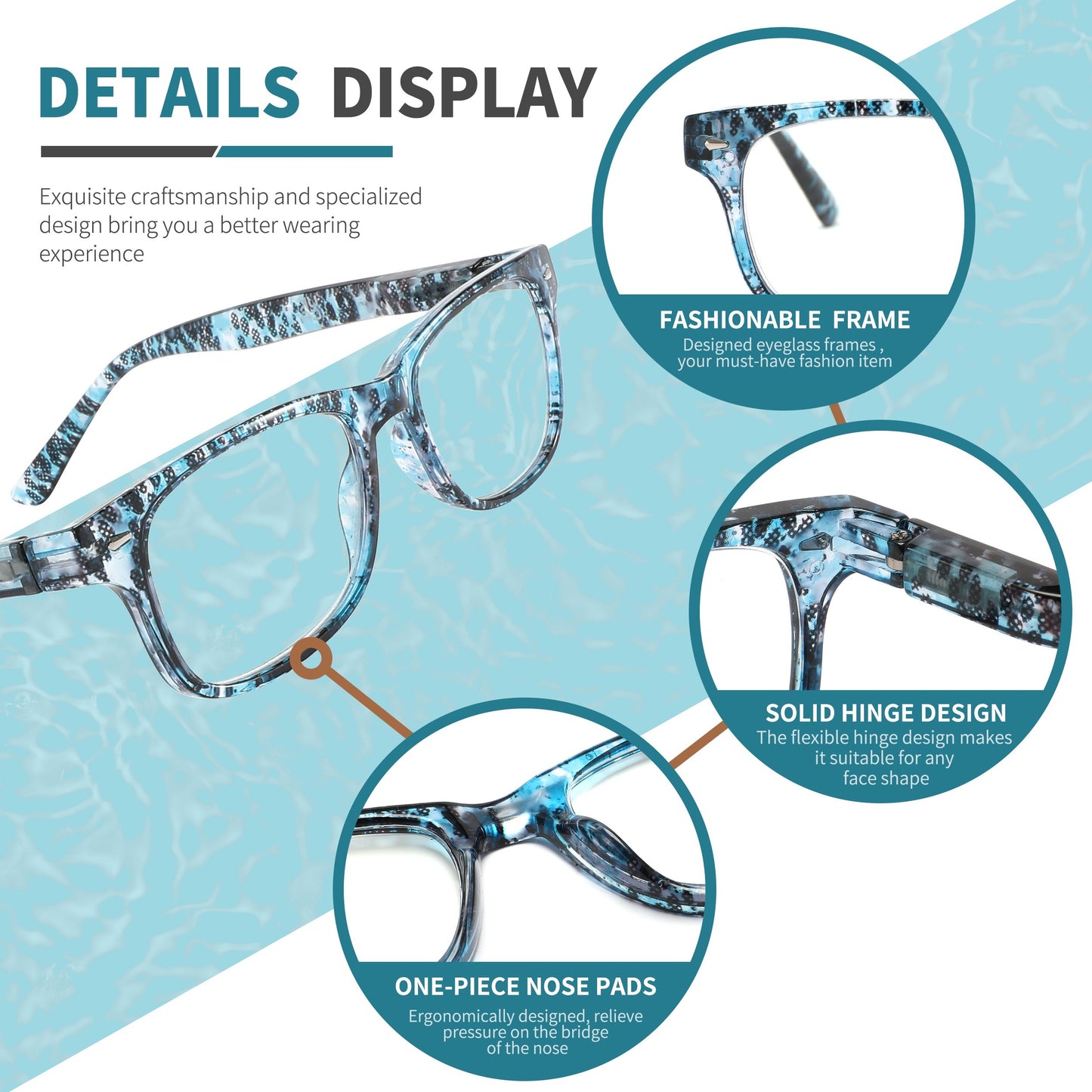 4Pack Women's Anti-blue Glasses, Women's Computer Glasses, Anti-glare Glasses