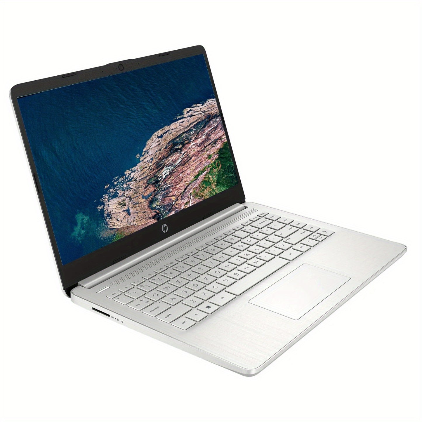 HP 14" Slim Laptop for Student & Business, Intel Quad-Core N4120, 8GB RAM, 256GB Storage (128GB eMMC+ 128GB SD Card), 1-Year Microsoft 365, Webcam, Windows 11 Home in S Mode, Natural Silver, with Cleaning Brush