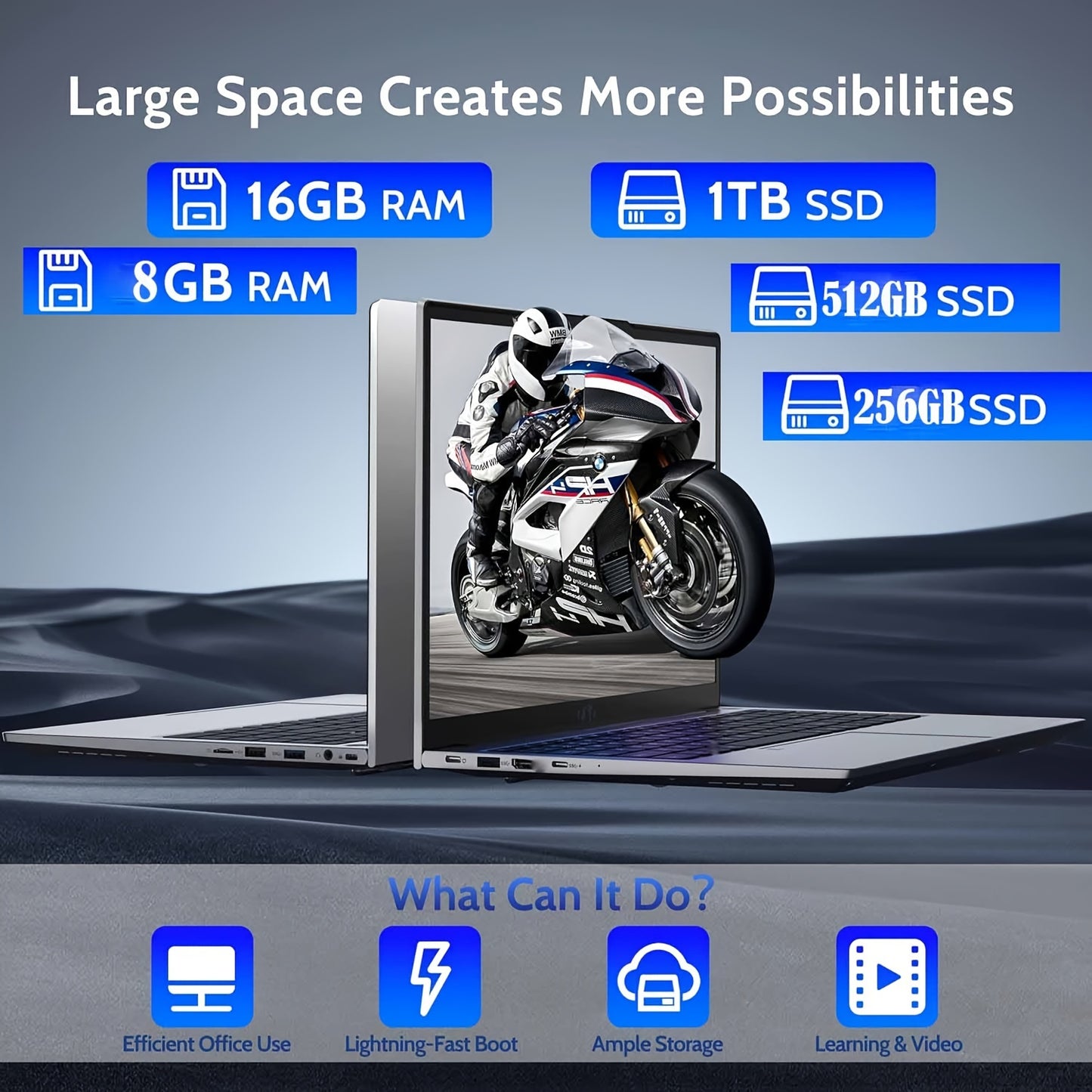15.6 Inch High-Performance Laptop, Intel Pentium Quad-Core N100 (Beat to I3-1115G4, Up to 3.4GHz), RAM 8GB/16GB, SSD 256GB/512GB/1TB Full HD Laptop for Student And Business, Ultra-Thin And Lightweight Notebook PC Computer for