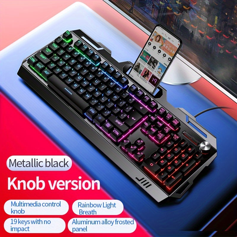 YINDIAO V2 Computer Wired Keyboard E-sports Gaming Typing Office Universal USB Plug-in Hair Light Keyboard Available For Windows System