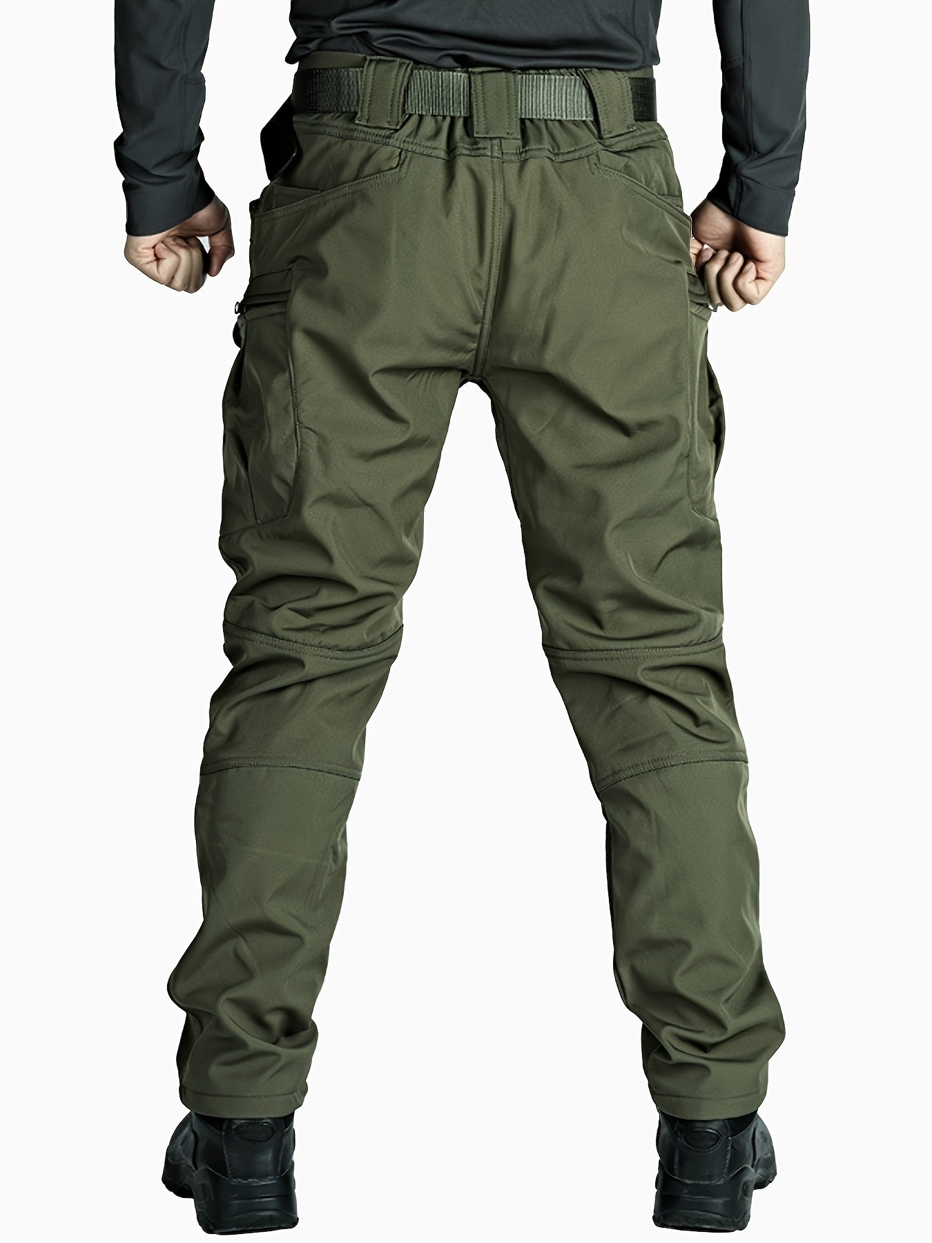 Men's 2pcs Fleece-Lined Hooded Jacket & Pants Set - Windproof Softshell Winter Clothing, Full-Zip Mummy-Like Zipper, Multi-Pocket Shell (Grey/Black) for Skiing, Hiking, Snow Sports - Thermal Outfit, Mens Clothes, Workwear For