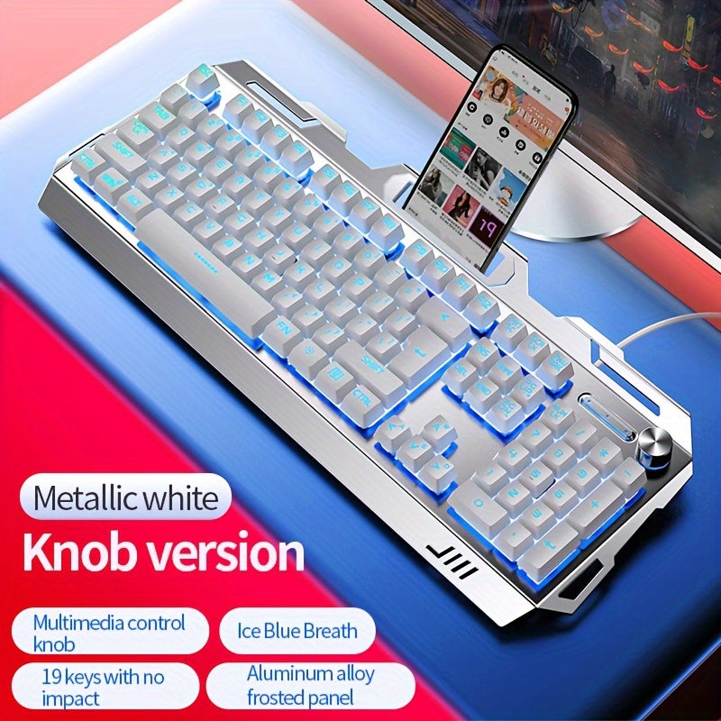 YINDIAO V2 Computer Wired Keyboard E-sports Gaming Typing Office Universal USB Plug-in Hair Light Keyboard Available For Windows System