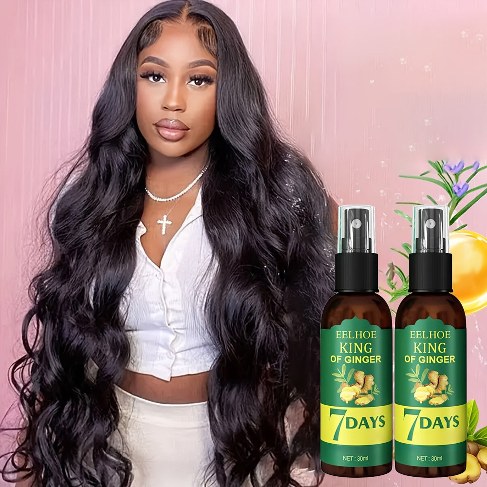 2pcs 7 Days Ginger Hair Spray, Ginger Hair Oil & Biotin Hair Serum - Specially Designed For Men & Women With Thin & Dry Damaged Hair - Essential Oil Hair Care Liquid.