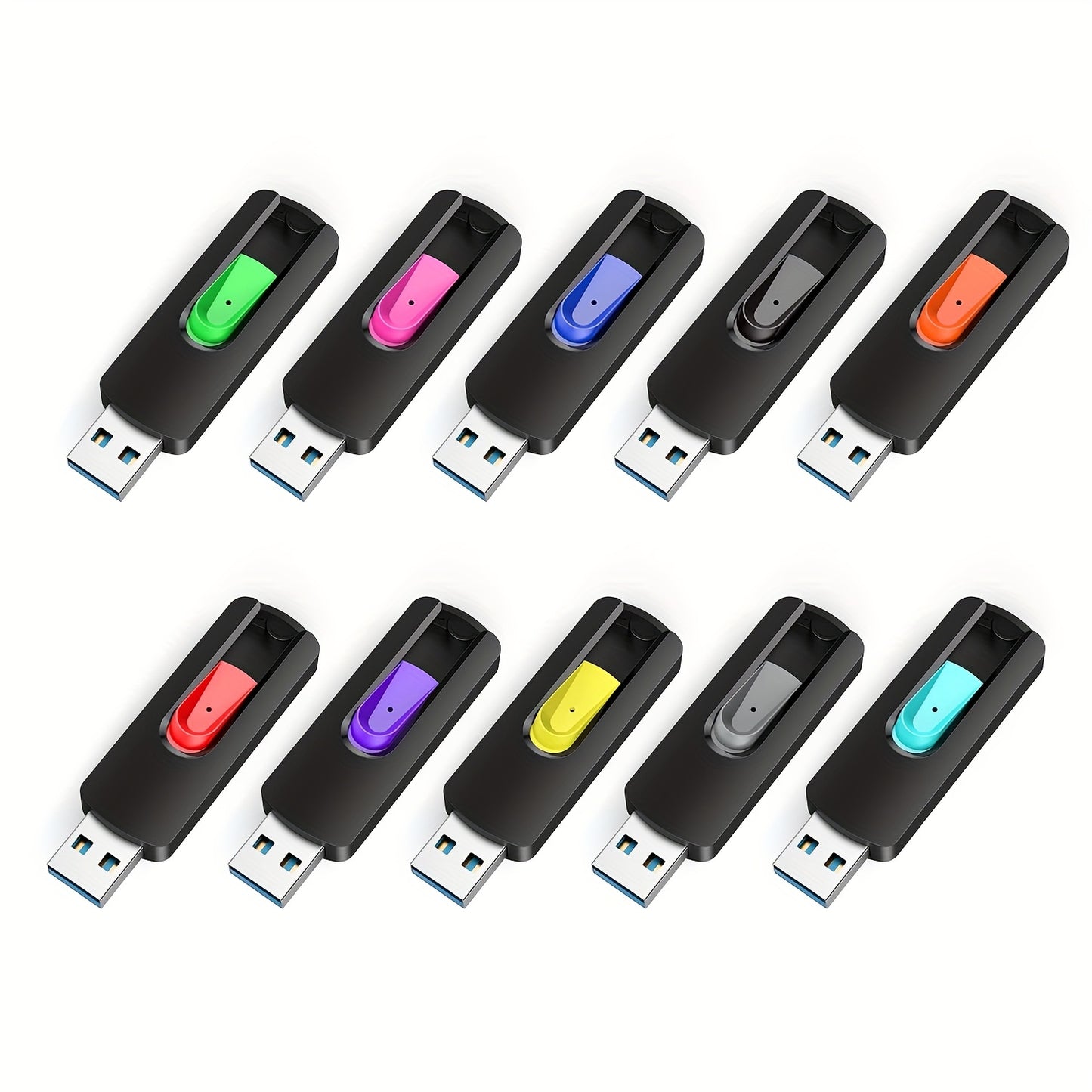 KEXIN 10pcs 64GB 32GB 10pcs 16GB USB Flash Drives Slide Retractable Memory Stick Bulk USB 2.0 Thumb Drive Jump Drive Zip Drive USB Sticks Data Storage Backup for PC Mac (10 Mixed Color)