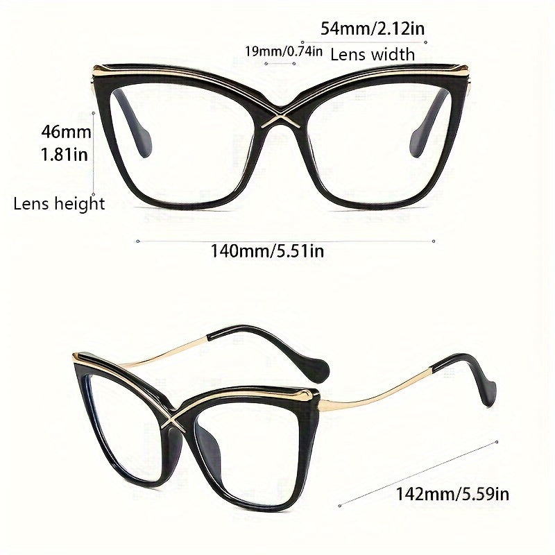 Fashionable Large Cat Eye Clear Lens Glasses for Women - Perfect for Computer Use and Decorative Purposes
