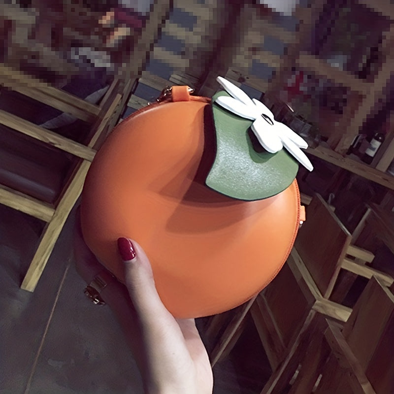 Adorable Orange Fruit Shape Crossbody Bag - Quirky PU Leather Chain Shoulder Bag with Adjustable Strap, Small Purse and Handbag for Women, Perfect for Casual Daily Use, Travel, and Outdoor Activities