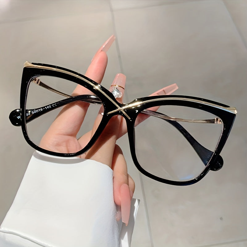Fashionable Large Cat Eye Clear Lens Glasses for Women - Perfect for Computer Use and Decorative Purposes