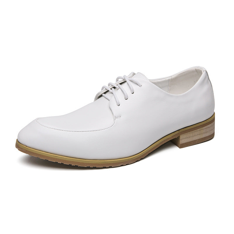 Pointed Wooden Heel Bottom Business Casual Formal men shoes Wear Pumps