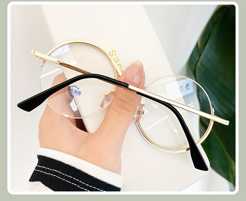 Blue Light Blocking Glasses Large Round Metal Frame Clear Lens Computer Glasses Optical Spectacles For Women Men