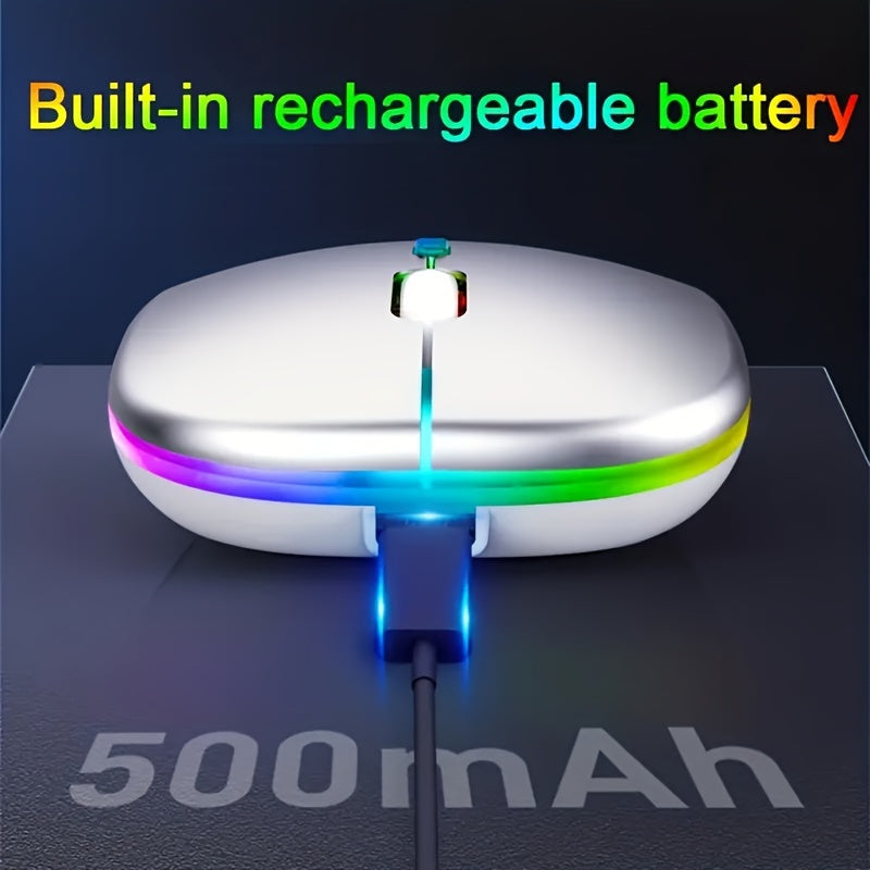 Wireless Mouse RGB Rechargeable Mice Wireless Computer Mause LED Backlit Ergonomic Gaming Mouse For PC Computer/laptop Windows/ios System With LED Color Light And Wireless 5.2