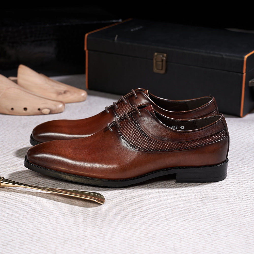 Men's Breathable Leather Shoes Black Soft Leather Soft Bottom Spring And Autumn Best Man Men's Business Formal Wear Casual Shoe