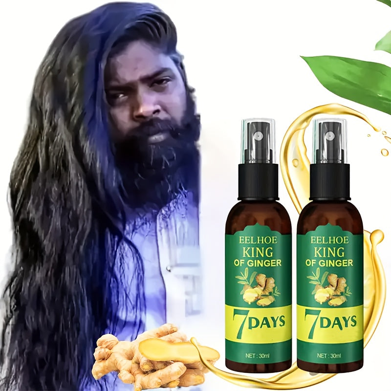 2pcs 7 Days Ginger Hair Spray, Ginger Hair Oil & Biotin Hair Serum - Specially Designed For Men & Women With Thin & Dry Damaged Hair - Essential Oil Hair Care Liquid.