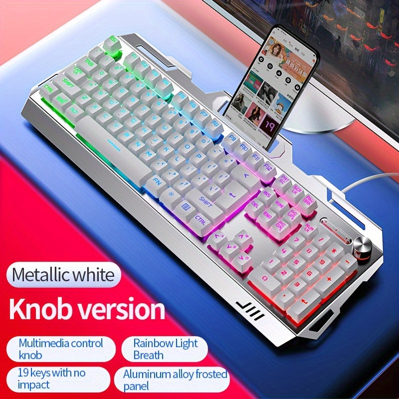 YINDIAO V2 Computer Wired Keyboard E-sports Gaming Typing Office Universal USB Plug-in Hair Light Keyboard Available For Windows System
