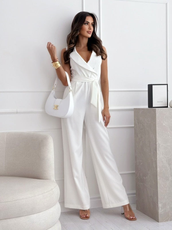 Jumpsuit With Belt Trousers Women's Clothing