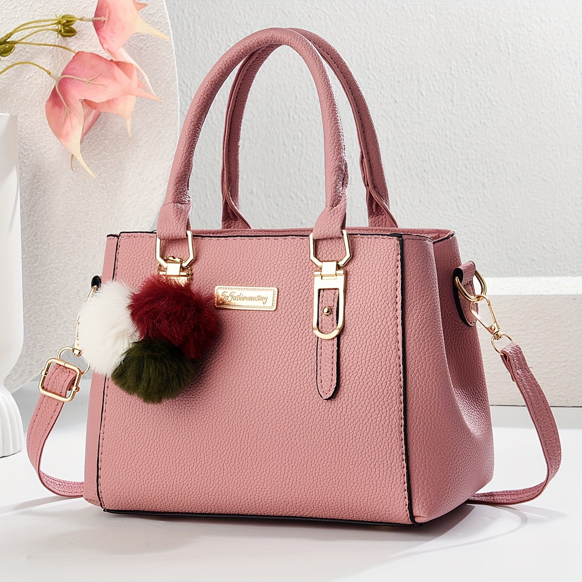Elegant Mother'S Day Lady Bag, Large, New, Simple Fashion, Single Shoulder Sling Bag, Black, with Removable Strap and Zipper Closure, for Women, Gift