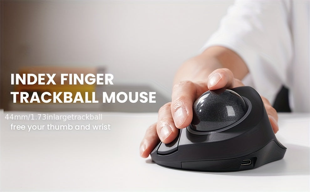 JOMAA EliteTrack - Ergonomic Wireless Rechargeable Trackball Mouse with RGB Lighting, 3-Device Connection, Index Control, and Long-Lasting Battery Life for Comfortable Computer and Laptop Navigation