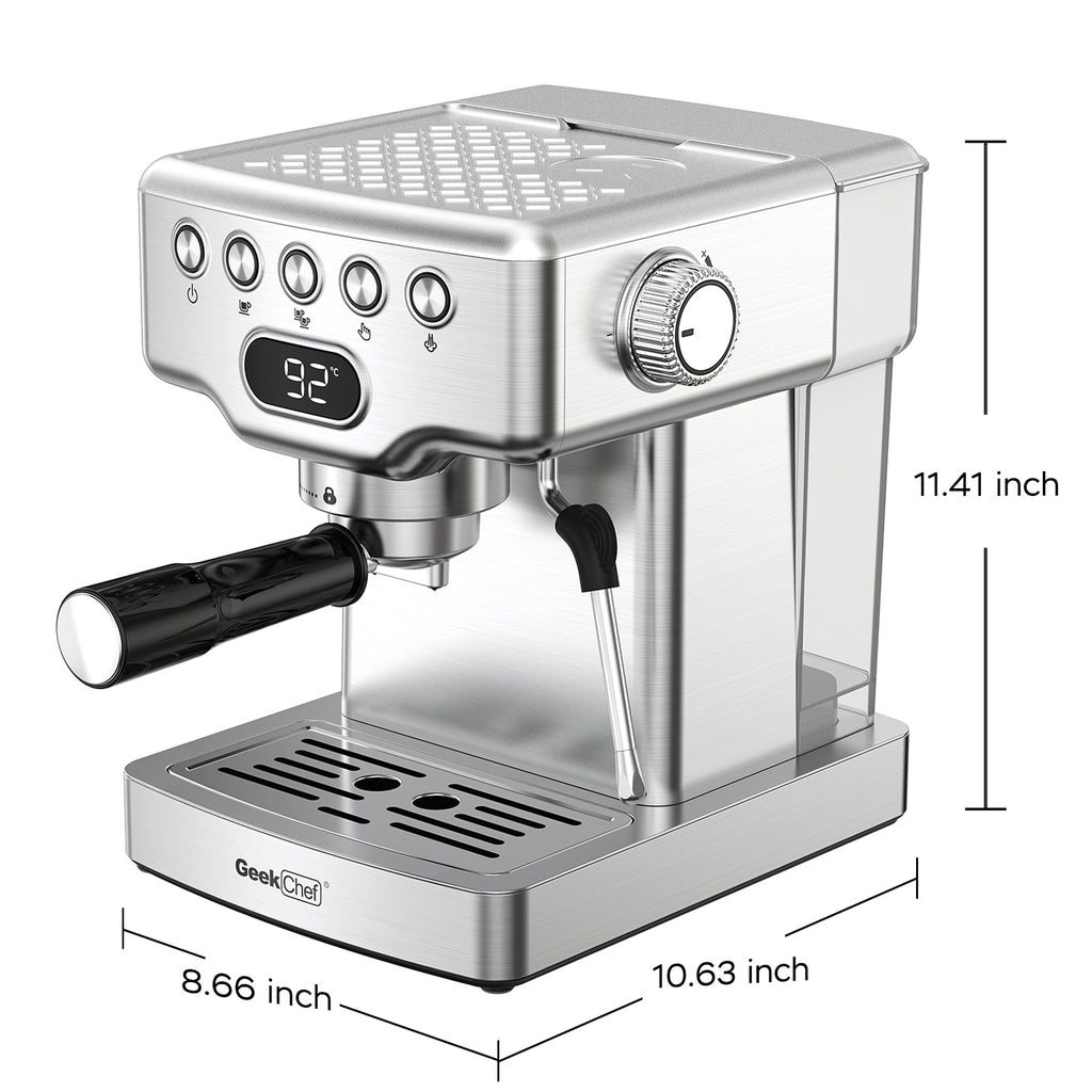 Geek Chef 20-Bar Espresso Machine with Milk Frother – 2-in-1 Home Coffee Maker