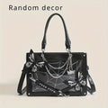 Vibrant Punk Style Spider Web Tote Bag - Trendy Goth Handbag for Women - Crossbody Bag with Y2K Butterfly Chain and Adjustable Strap