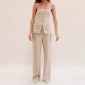Top And Straight Pants Women's Trousers Set