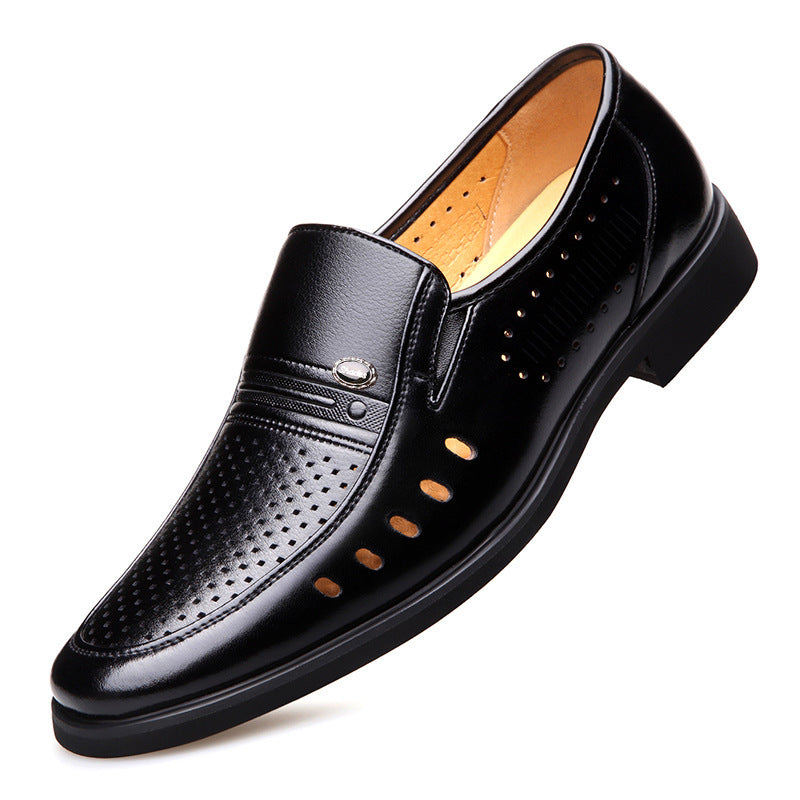 Men's Breathable Leather Shoes Black Soft Leather Soft Bottom Spring And Autumn Best Man Men's Business Formal Wear Casual Shoe