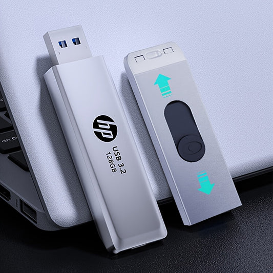 HP 32GB/64GB/128GB/256GB USB 3.2 Gen1 High-Speed Retractable Metal U Disk, Portable and Durable with Large Capacity for Data Transfer
