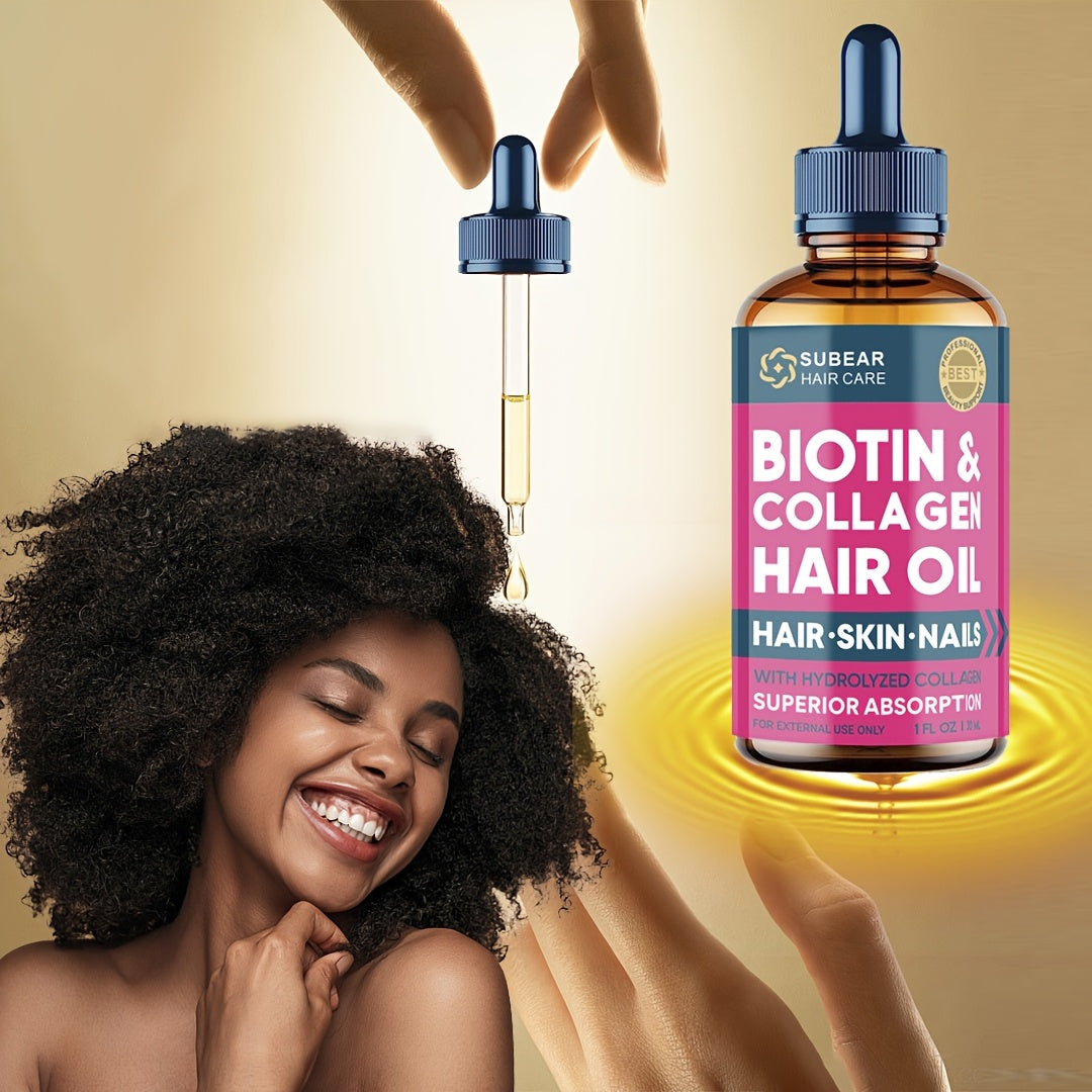1/3pcs Biotin Hair Care Essence Oil - Hair Care Essence Oil Contain Biotin & Collagen, for Frizzy & Damaged Hair, Make Thin Hair Look Thicker, Ideal Gift for Men & Women