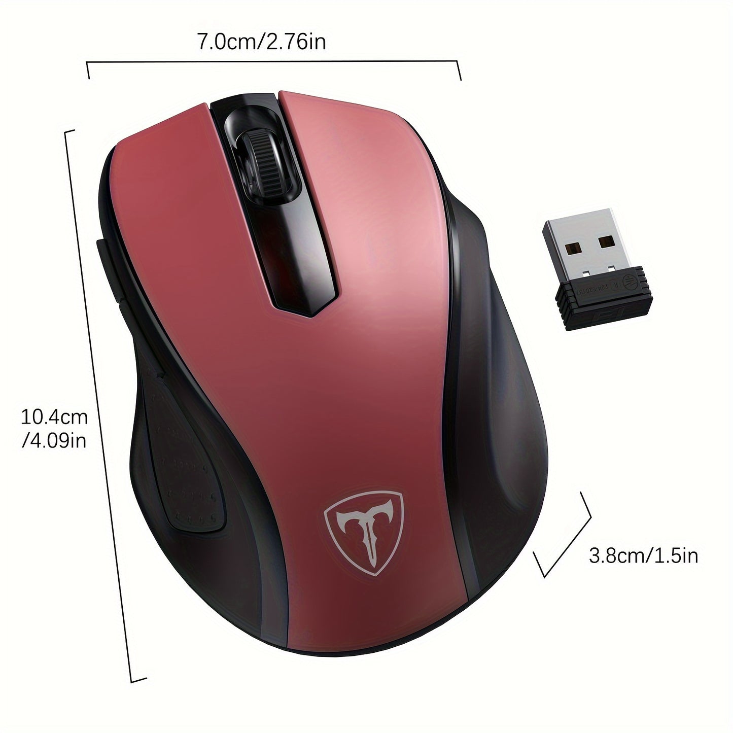[2400 DPI Ergo Grips Mouse] Wireless Mouse, D-09 Computer Mouse USB Cordless Mice For Laptop, Ergo Grips, Lightspeed 5-Level 2400 DPI, 16 Months Battery, Portable For PC Mac Chromebook (Red, 1 Pack)