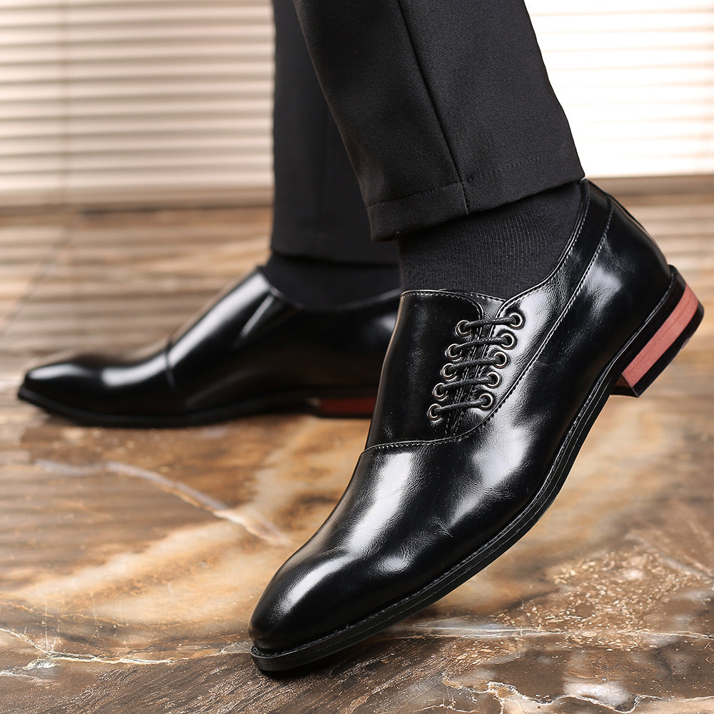 Men's PU Leather Business Dress Shoes – Breathable Formal Footwear, Extended Sizes 38–48