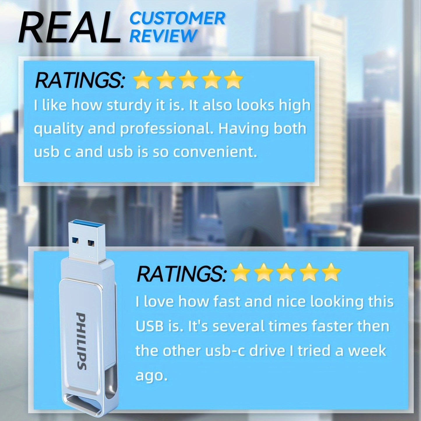 [PHILIPS Dual Flash Drive] PHILIPS 2-in-1 USB 3.2 Type-C Dual Flash Drive - Speed Up to 150MB/s, Metal, 32 GB, 64 GB, 128 GB, 256 GB - for USB-C Android Phones, iPhone 15, MacBook, iPad, Computers, etc