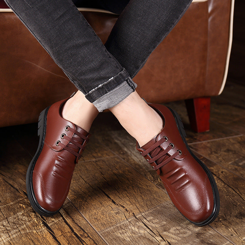 Men's Breathable Leather Shoes Black Soft Leather Soft Bottom Spring And Autumn Best Man Men's Business Formal Wear Casual Shoe
