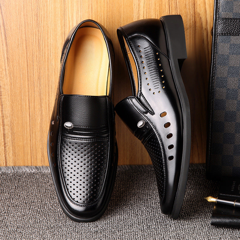Men's Breathable Leather Shoes Black Soft Leather Soft Bottom Spring And Autumn Best Man Men's Business Formal Wear Casual Shoe