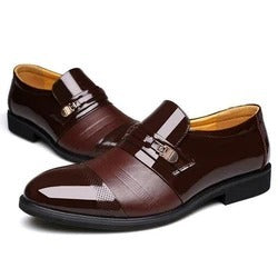 Men's Patent Leather Business Casual Shoes – Breathable Rubber Sole | US 5.5–12.5