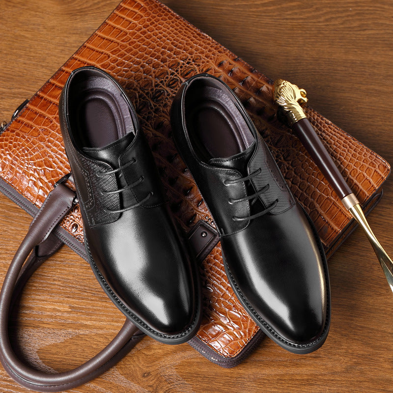 Men's Breathable Leather Shoes Black Soft Leather Soft Bottom Spring And Autumn Best Man Men's Business Formal Wear Casual Shoe