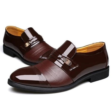 Men's Patent Leather Business Casual Shoes – Breathable Rubber Sole | US 5.5–12.5