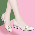 Women's Square-heel Pointed Pump Patent Leather Shoes
