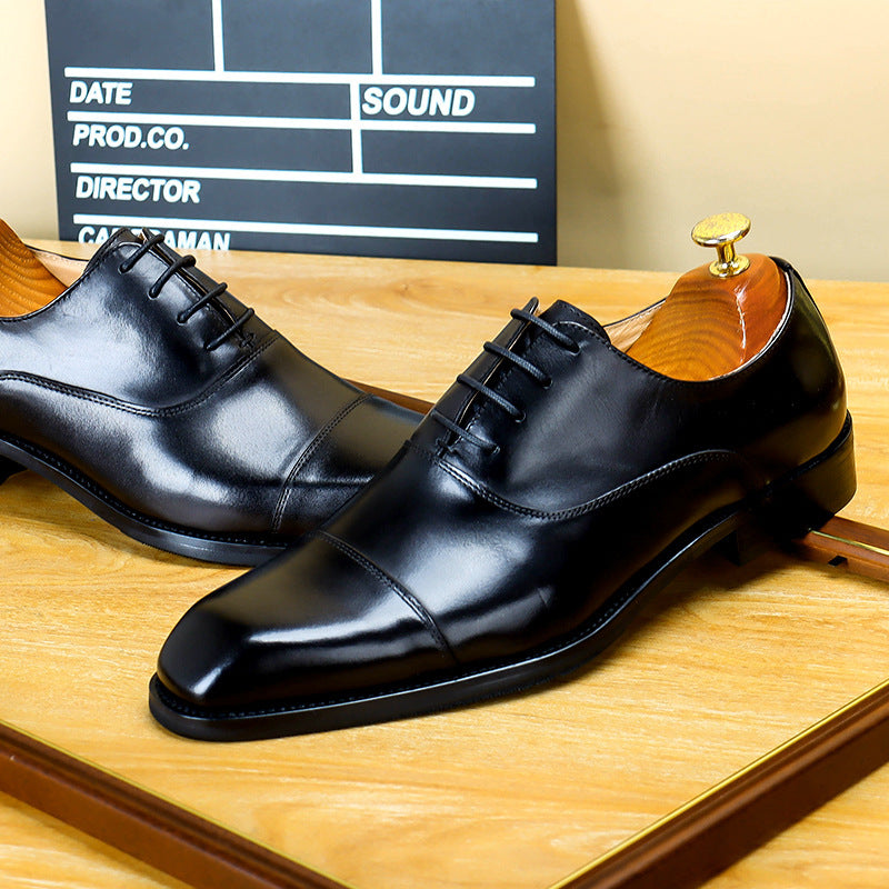 Men's Breathable Leather Shoes Black Soft Leather Soft Bottom Spring And Autumn Best Man Men's Business Formal Wear Casual Shoe