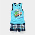 Boys' Cartoon Summer Suit Set – Cotton Casual 2-Piece | Ages 2–7