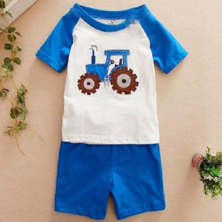 Boys' Cartoon Summer Suit Set – Cotton Casual 2-Piece | Ages 2–7