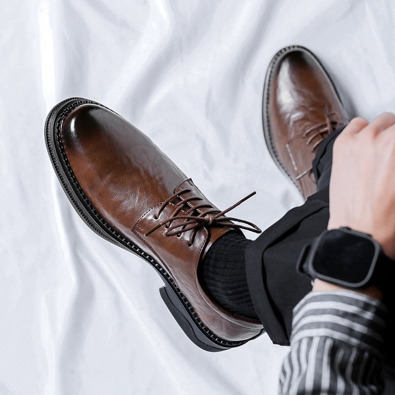 Men's Breathable Leather Shoes Black Soft Leather Soft Bottom Spring And Autumn Best Man Men's Business Formal Wear Casual Shoe