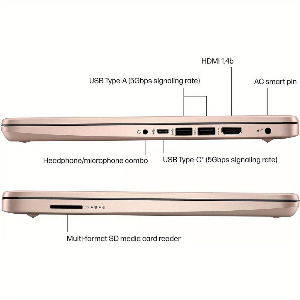 HP Ultral Light 14" Laptop, Intel Quad-Core N4120, 8GB RAM, Anti-Glare HD Display - 256GB Storage(128GB EMMC+ 128GB SD Card), Webcam, Windows 11 Home In S Mode