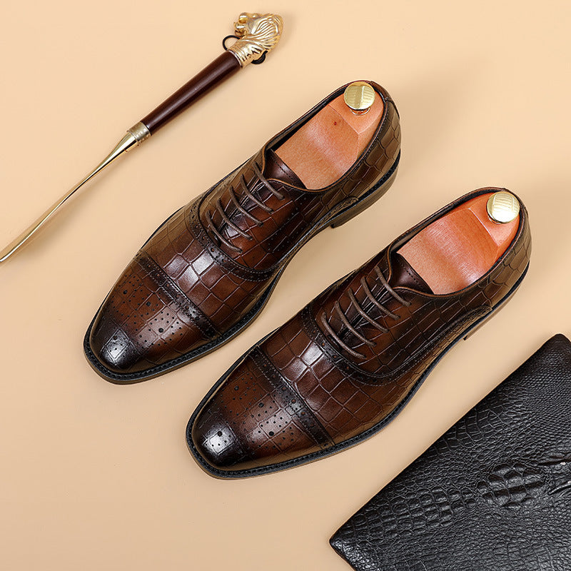 Men's Breathable Leather Shoes Black Soft Leather Soft Bottom Spring And Autumn Best Man Men's Business Formal Wear Casual Shoe