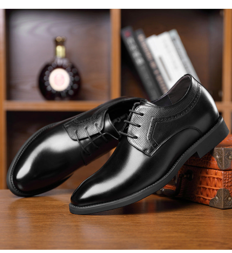 Men's Breathable Leather Shoes Black Soft Leather Soft Bottom Spring And Autumn Best Man Men's Business Formal Wear Casual Shoe