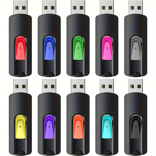 KEXIN 10pcs 64GB 32GB 10pcs 16GB USB Flash Drives Slide Retractable Memory Stick Bulk USB 2.0 Thumb Drive Jump Drive Zip Drive USB Sticks Data Storage Backup for PC Mac (10 Mixed Color)